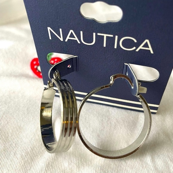 Earrings for women,Nautica Silver Hoop Earrings - Picture 1 of 5